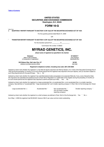 Thumbnail Myriad Genetics 10-Q Quarterly Report FY 