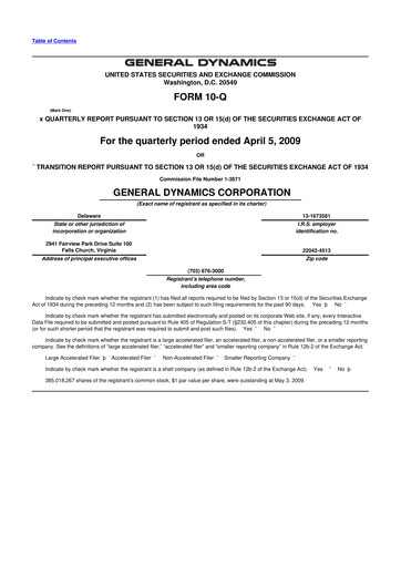 Thumbnail General Dynamics 10-Q Quarterly Report FY 