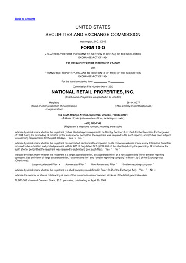 Thumbnail NNN REIT 10-Q Quarterly Report FY 