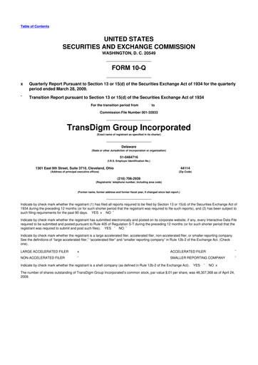 Thumbnail TransDigm Group 10-Q Quarterly Report FY 