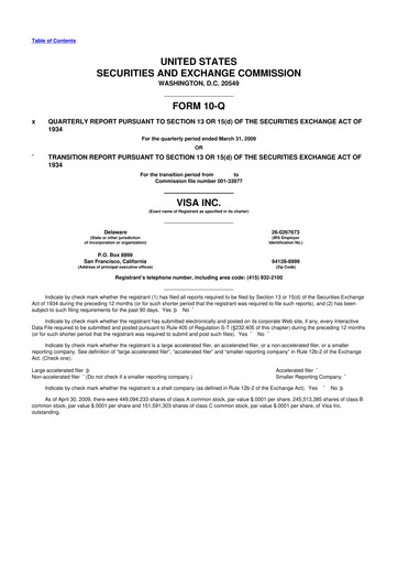Vorschaubild Visa 10-Q Quartalsbericht  