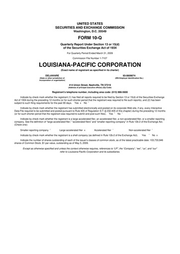 Thumbnail Louisiana-Pacific
 10-Q Quarterly Report FY 