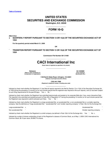 Thumbnail CACI International Inc 10-Q Quarterly Report FY 