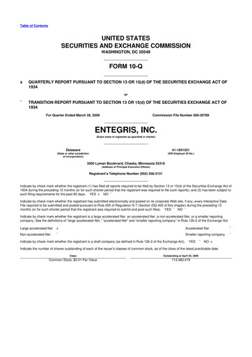 Vorschaubild Entegris 10-Q Quartalsbericht  