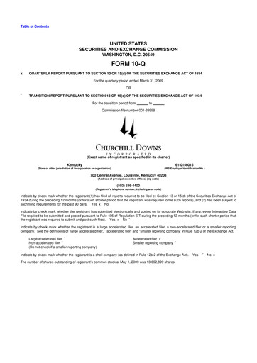Thumbnail Churchill Downs 10-Q Quarterly Report FY 