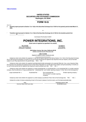Thumbnail Power Integrations
 10-Q Quarterly Report FY 