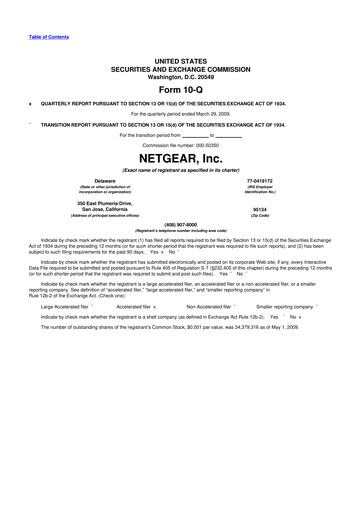 Thumbnail NETGEAR 10-Q Quarterly Report FY 