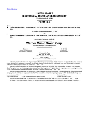 Thumbnail Warner Music Group
 10-Q Quarterly Report FY 