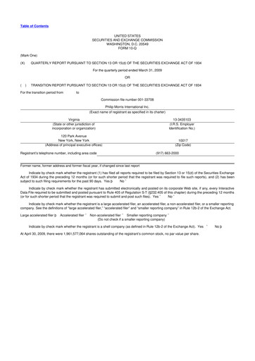 Vorschaubild Philip Morris International 10-Q Quartalsbericht  