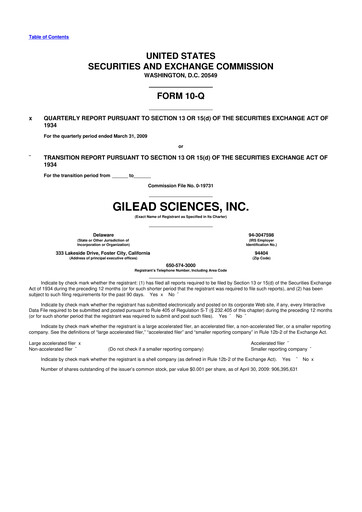Thumbnail Gilead Sciences 10-Q Quarterly Report FY 