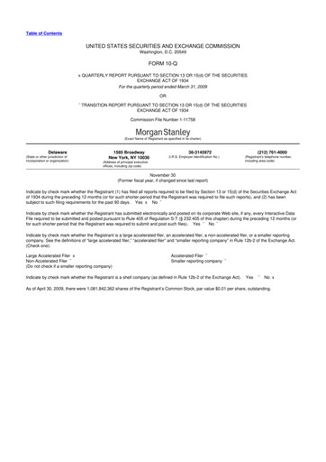 Thumbnail Morgan Stanley 10-Q Quarterly Report FY 