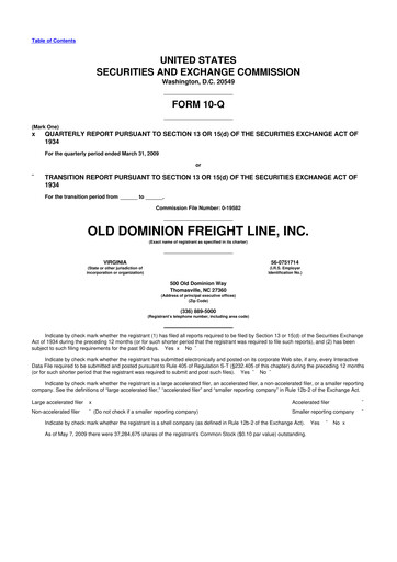 Thumbnail Old Dominion Freight Line
 10-Q Quarterly Report FY 