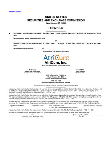 Miniature AtriCure 10-Q Rapport trimestriel  