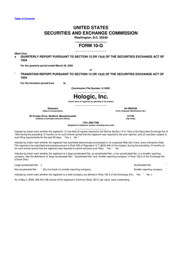 Thumbnail Hologic 10-Q Quarterly Report FY 