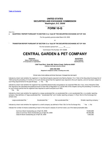 Vorschaubild Central Garden & Pet 10-Q Quartalsbericht  