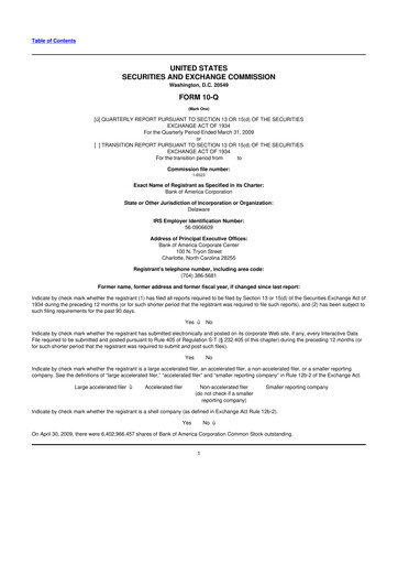 Thumbnail Bank of America  10-Q Quarterly Report FY 