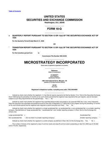 Thumbnail Strategy 
 (MicroStrategy) 10-Q Quarterly Report FY 