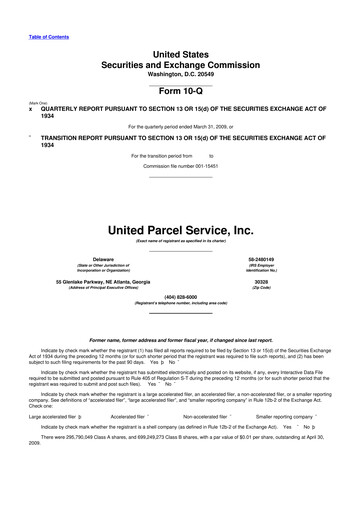 Thumbnail United Parcel Service 10-Q Quarterly Report FY 