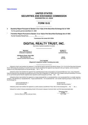 Thumbnail Digital Realty 10-Q Quarterly Report FY 