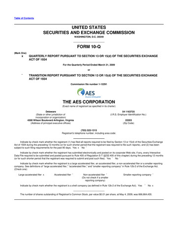 Thumbnail AES 10-Q Quarterly Report FY 