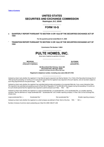 Thumbnail PulteGroup 10-Q Quarterly Report FY 