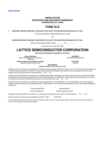 Vorschaubild Lattice Semiconductor 10-Q Quartalsbericht  