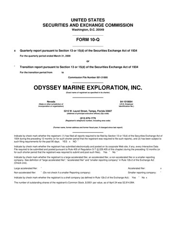 Thumbnail Odyssey Marine Exploration 10-Q Quarterly Report FY 