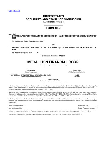 Thumbnail Medallion Financial Corp. 10-Q Quarterly Report FY 