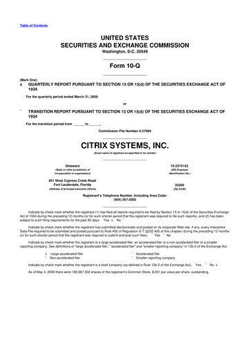 Thumbnail Citrix Systems 10-Q Quarterly Report FY 