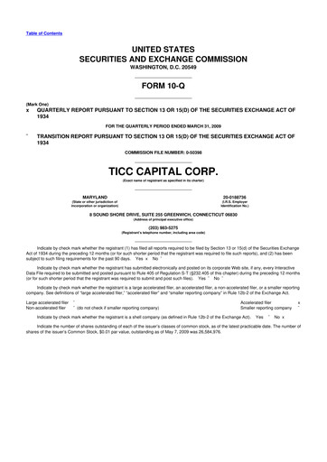 Miniature Oxford Square Capital
 10-Q Rapport trimestriel  