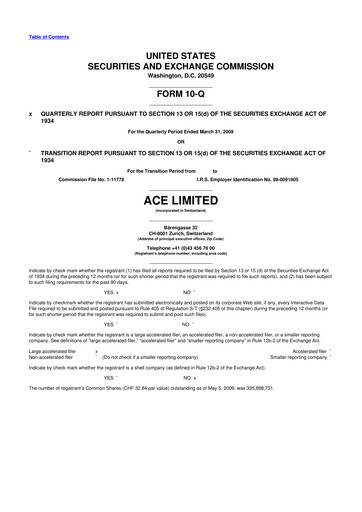 Vorschaubild Chubb 10-Q Quartalsbericht  