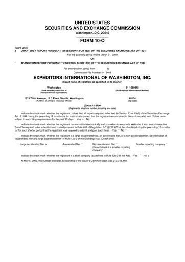 Thumbnail Expeditors International 10-Q Quarterly Report FY 
