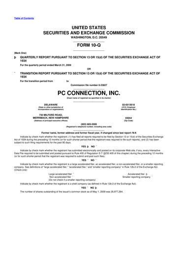 Thumbnail PC Connection
 10-Q Quarterly Report FY 