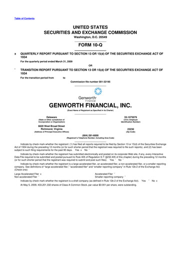 Thumbnail Genworth Financial
 10-Q Quarterly Report FY 