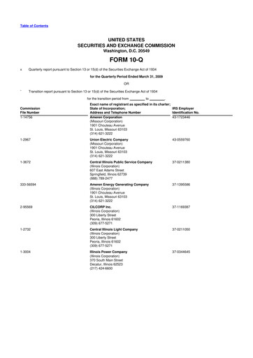 Thumbnail Ameren
 10-Q Quarterly Report FY 