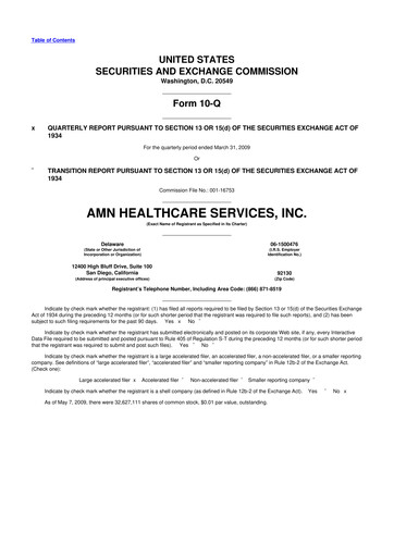 Thumbnail AMN Healthcare Services 10-Q Quarterly Report FY 