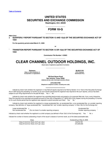 Thumbnail Clear Channel Outdoor
 10-Q Quarterly Report FY 