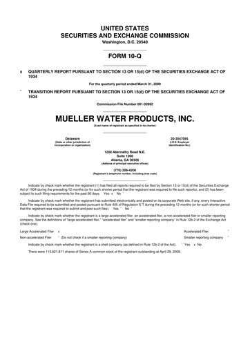Miniature Mueller Water Products
 10-Q Rapport trimestriel  