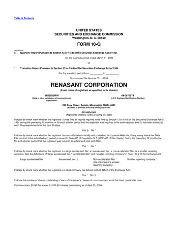 Thumbnail Renasant Corp 10-Q Quarterly Report FY 