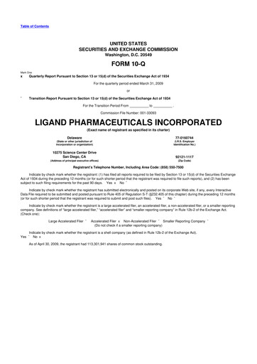 Thumbnail Ligand Pharmaceuticals 10-Q Quarterly Report FY 