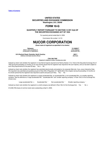 Thumbnail Nucor
 10-Q Quarterly Report FY 