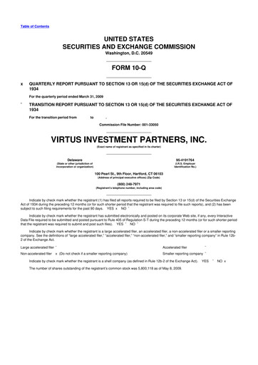 Thumbnail Virtus Investment Partners 10-Q Quarterly Report FY 