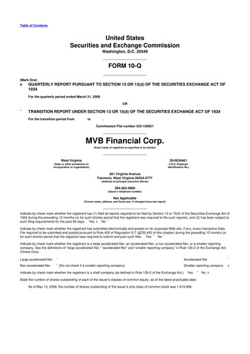Thumbnail MVB Financial 10-Q Quarterly Report FY 