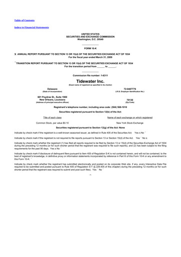 Thumbnail Tidewater 10-K Annual Report 