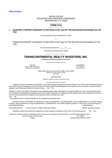 Thumbnail Transcontinental Realty Investors 10-Q Quarterly Report FY 