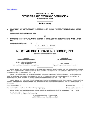 Thumbnail Nexstar Media Group
 10-Q Quarterly Report FY 
