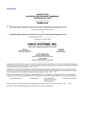 Thumbnail Cisco 10-Q Quarterly Report FY 