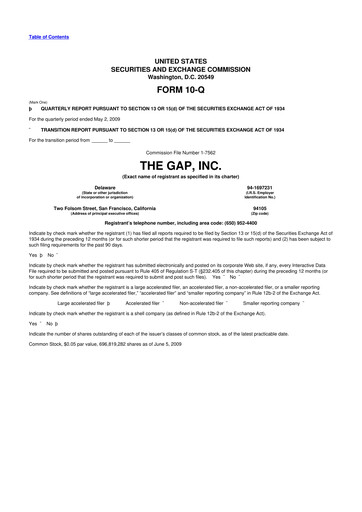 Thumbnail Gap Inc.
 10-Q Quarterly Report FY 