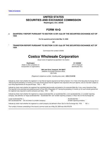 Thumbnail Costco 10-Q Quarterly Report FY 