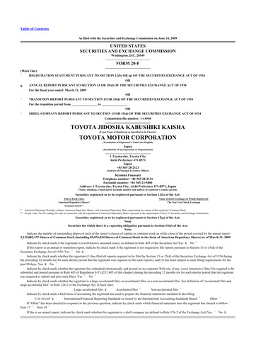 Thumbnail Toyota 20-F Annual Report 